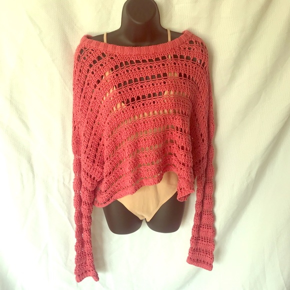 Moon & Madison Pink Crochet Sweater - Picture 6 of 6